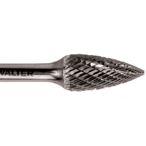 Double Cut Tapered Burr, SG-5, 1/2" Dia., 1/4" Shank, 1" Depth of Cut NTL Industrial