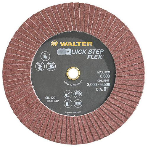 QUICK-STEP FLEX Flap Disc, 6" x Type 29, 120 Grit, Aluminum Oxide NTL Industrial