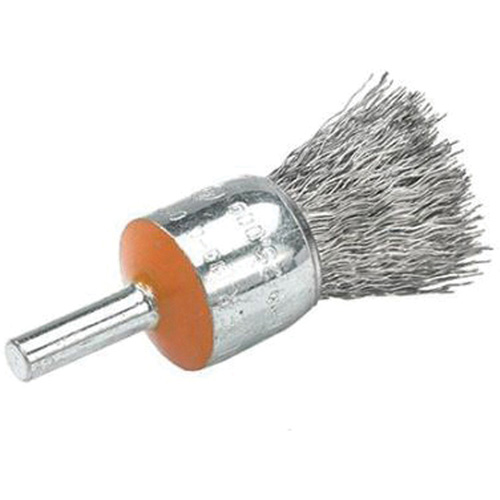 Brosses mont&eacute;es &agrave; fils cr&ecirc;p&eacute;s, 1/2", Fils 0,01", Tige 1/4" NTL Industrial