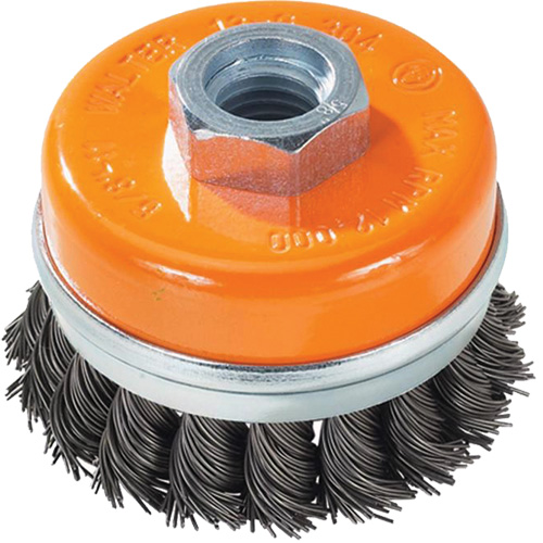 Brosse boisseau &agrave; fils nou&eacute;s avec anneau, 3" dia. x 5/8"-11 arbre NTL Industrial