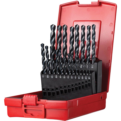 Jeu de forets s&eacute;rie courte combin&eacute;s robustes, 21 morceaux, Acier rapide NTL Industrial