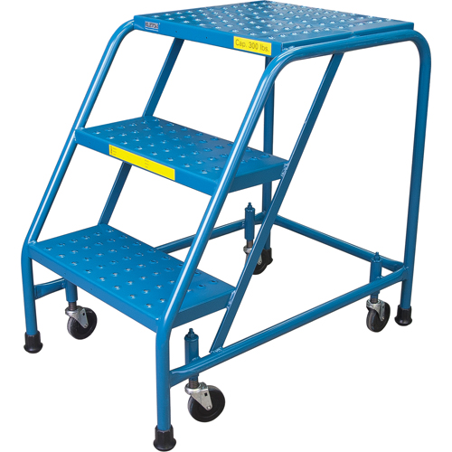 Escabeau roulant, 3 marches, Largeur de la marche 18", Hauteur de la plateforme 28", Acier NTL Industrial