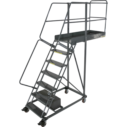 &eacute;chelles roulantes en porte-&agrave;-faux, Non renforc&eacute;, 11 marches, Profondeur de la plateforme 14", Hauteur de la plateforme 110" NTL Industrial