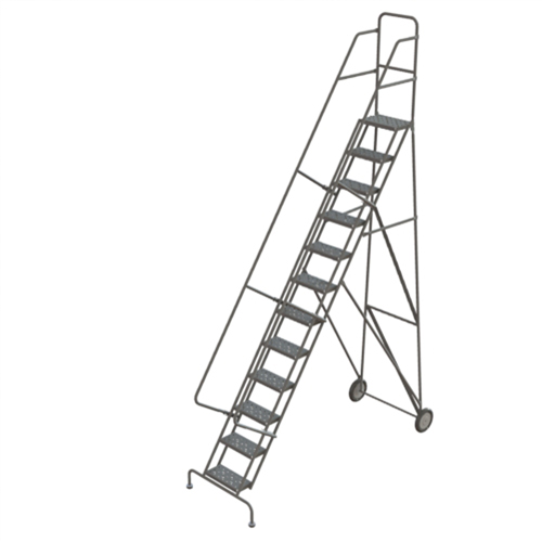Rolling Ladder, 12 Steps, Serrated, 126" High NTL Industrial
