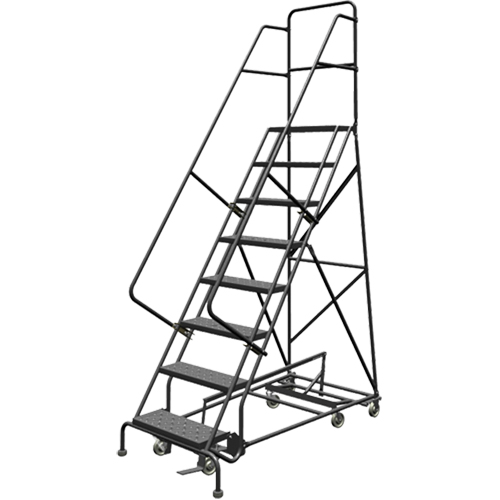 &eacute;chelles roulantes multidirectionnelles, 8 marches, Largeur de la marche 24", Hauteur de la plateforme 80", Acier NTL Industrial