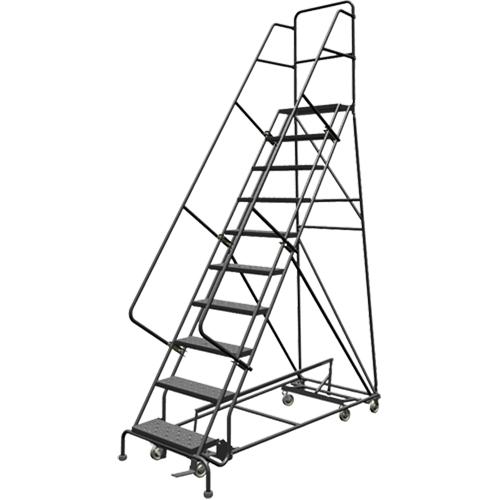 All Directional Rolling Ladder, 10 Steps, 24" Step Width, 100" Platform Height, Steel NTL Industrial
