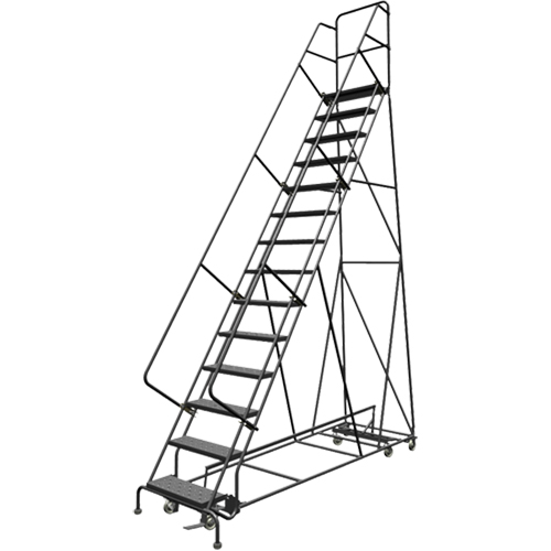 &eacute;chelles roulantes multidirectionnelles, 14 marches, Largeur de la marche 24", Hauteur de la plateforme 140", Acier NTL Industrial