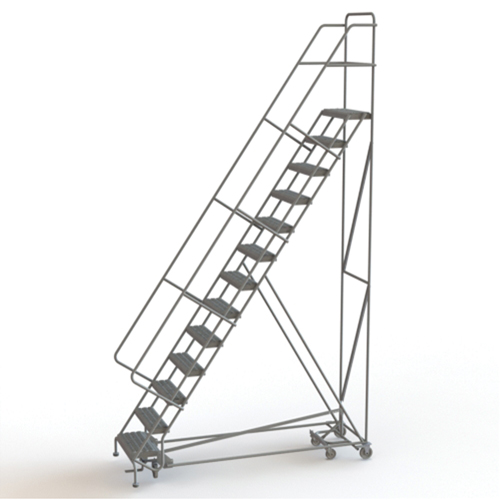 All Directional Rolling Ladder, 13 Steps, 24" Step Width, 130" Platform Height, Steel NTL Industrial