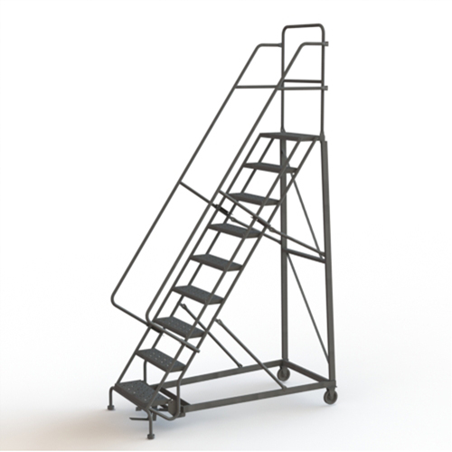 &eacute;chelles roulantes robustes, 9 marches, Largeur de la marche 24", Hauteur de la plateforme 90", Acier NTL Industrial