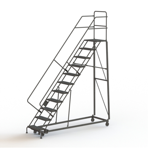 Heavy Duty Safety Slope Ladder, 11 Steps, Perforated, 50° Incline, 110" High NTL Industrial