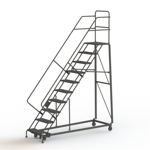 Heavy Duty Safety Slope Ladder, 10 Steps, Serrated, 50° Incline, 100" High NTL Industrial