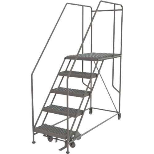 Mobile Work Platform, Steel, 5 Steps, 50" H, 35" D, 24" Step, Serrated NTL Industrial