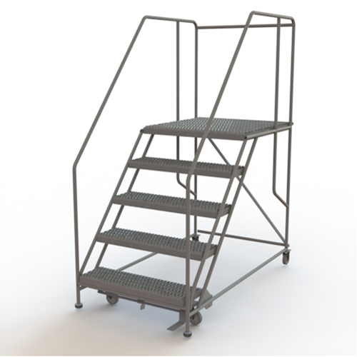 Mobile Work Platform, Steel, 5 Steps, 50" H, 36" D, 36" Step, Serrated NTL Industrial
