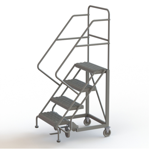 Safety Slope Rolling Ladder, 4 Steps, Serrated, 50° Incline, 40" High NTL Industrial