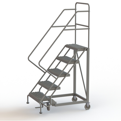 Safety Slope Rolling Ladder, 5 Steps, Serrated, 50° Incline, 50" High NTL Industrial