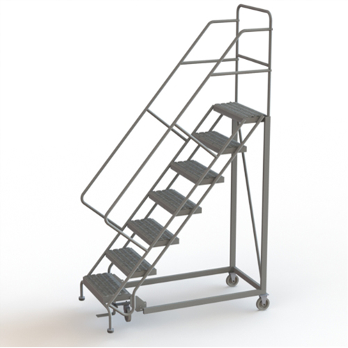 Safety Slope Rolling Ladder, 7 Steps, Serrated, 50° Incline, 70" High NTL Industrial