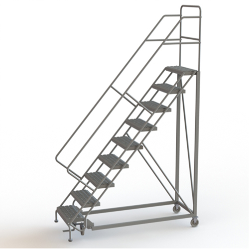 Safety Slope Rolling Ladder, 9 Steps, Serrated, 50° Incline, 90" High NTL Industrial