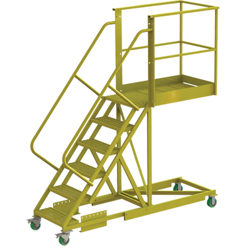 Cantilever Rolling Ladder, Supported, 6 Steps, 40" Platform Depth, 60" Platform Height NTL Industrial