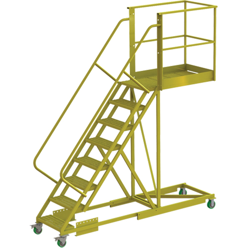 Cantilever Rolling Ladder, Supported, 8 Steps, 40" Platform Depth, 80" Platform Height NTL Industrial