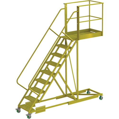 Cantilever Rolling Ladder, Supported, 9 Steps, 40" Platform Depth, 90" Platform Height NTL Industrial