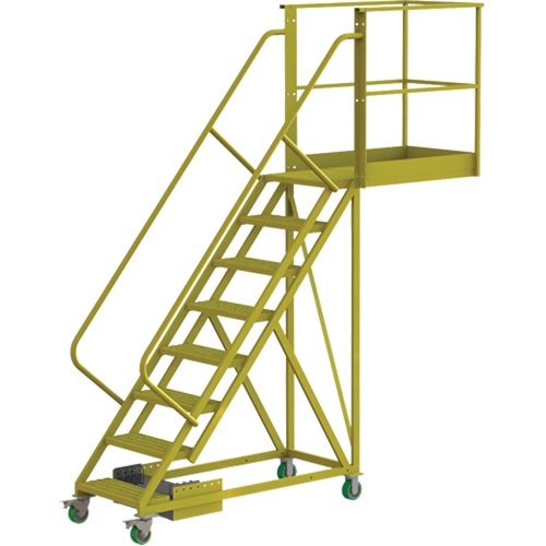 Cantilever Rolling Ladder, Unsupported, 8 Steps, 40" Platform Depth, 80" Platform Height NTL Industrial