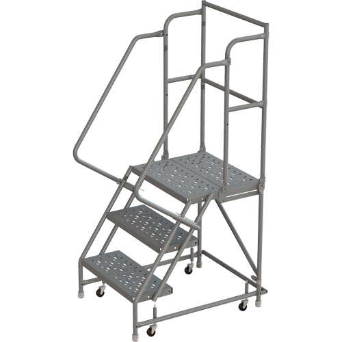 Deep Top Step Rolling Ladder, 3 Steps, 16" Step Width, 30" Platform Height, Steel NTL Industrial