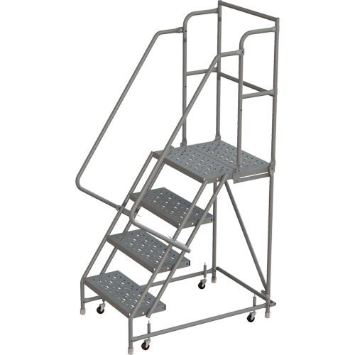 Deep Top Step Rolling Ladder, 4 Steps, 16" Step Width, 40" Platform Height, Steel NTL Industrial