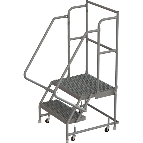 Deep Top Step Rolling Ladder, 2 Steps, 16" Step Width, 20" Platform Height, Steel NTL Industrial