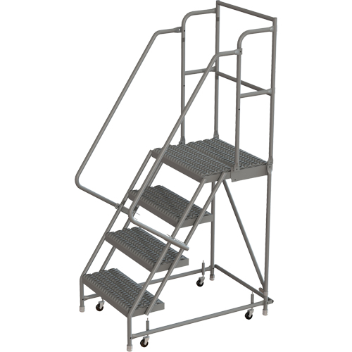 Deep Top Step Rolling Ladder, 4 Steps, 24" Step Width, 40" Platform Height, Steel NTL Industrial