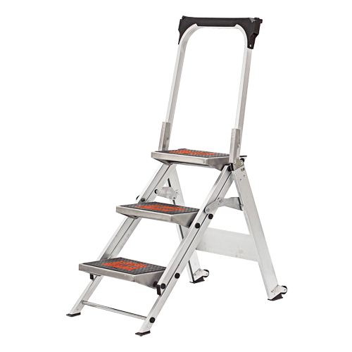 Safety Stepladder with Bar & Tray, 2.2', Aluminum, 300 lbs. Capacity, Type 1A NTL Industrial