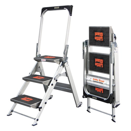 Safety Stepladder with Bar & Tray, 2.2', Aluminum, 300 lbs. Capacity, Type 1A NTL Industrial
