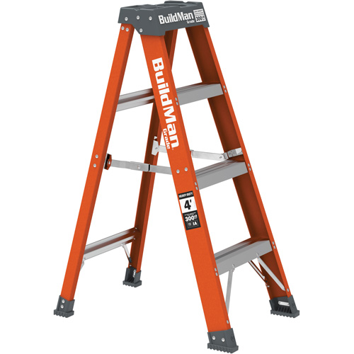 BuildMan&reg; Step Ladder, 4', Fibreglass, 300 lbs. Capacity, Type 1A NTL Industrial