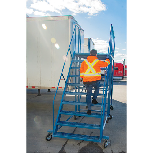 Snow Ladder, Steel, 10 Steps, 99" H, 85-1/2" D, 48" Step, Serrated NTL Industrial