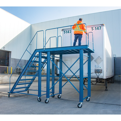 Snow Ladder, Steel, 10 Steps, 99" H, 85-1/2" D, 48" Step, Serrated NTL Industrial