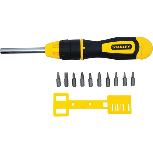 Multi-Bit Ratchet Screwdriver with 10 Bits, Cushion Grip Handle NTL Industrial