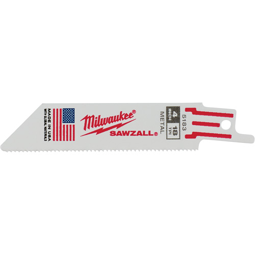 Sawzall&reg; Reciprocating Saw Blade, Bi-Metal, 18 TPI, 4" L x 3/4" W NTL Industrial
