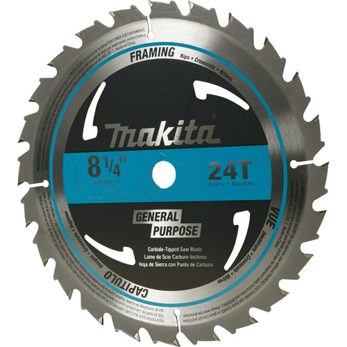 Lame de scie circulaire pour charpente &agrave; pointes au carbure, 8-1/4", 24 dents, Pour Bois NTL Industrial