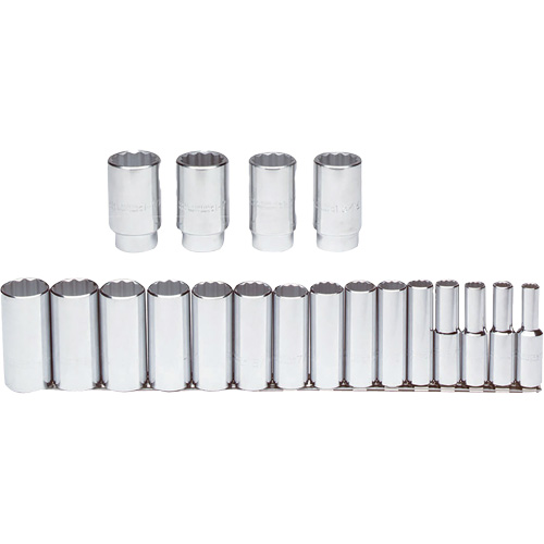 Jeu de douilles, 19 Mcx, Prise de 1/2", Profond NTL Industrial