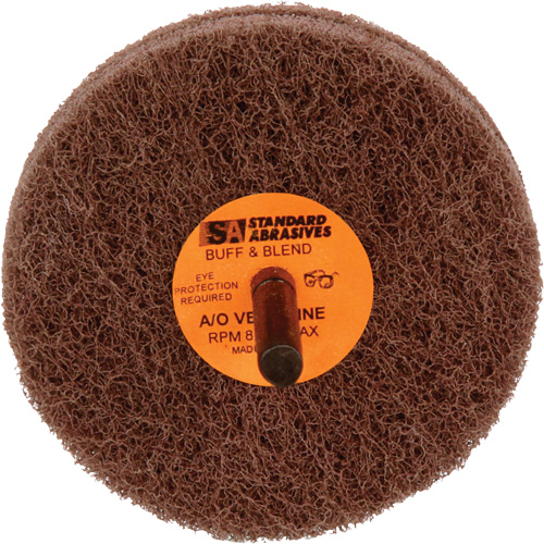 Standard Abrasives 2-Ply Buff & Blend Wheel, 3" Dia. x 2" W, 1/4" Arbor, Aluminum Oxide NTL Industrial