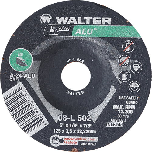 Depressed Centre Grinding Wheels - Aluminium Type 27, 5" x 1/8", 7/8" Arbor, Type 27 NTL Industrial