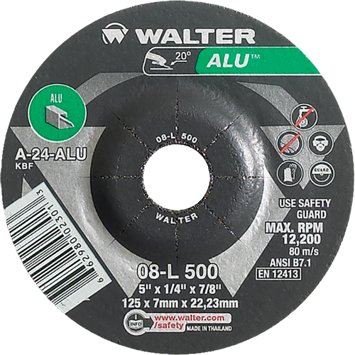 Aluminium Depressed Centre Grinding Wheels, 5" x 1/4", 7/8" Arbor, Type 27 NTL Industrial