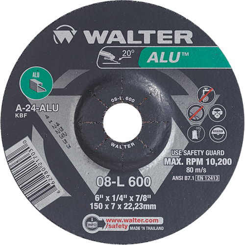 Aluminium Depressed Centre Grinding Wheels, 6" x 1/4", 7/8" Arbor, Type 27 NTL Industrial