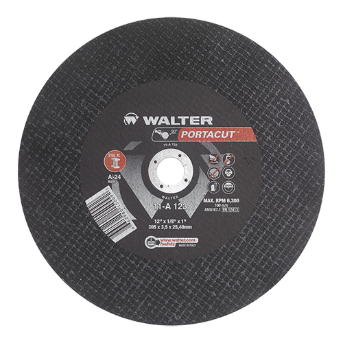 Portacut High Speed Cut-Off Wheel, 12" x 1/8", 1" Arbor, Type 1, Aluminum Oxide, 6300 RPM NTL Industrial