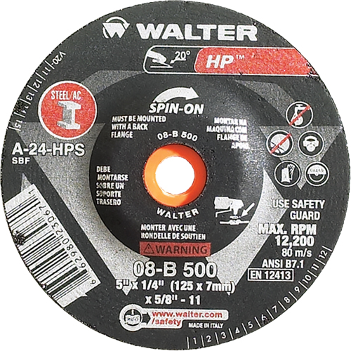 HP Spin-On Grinding Wheel, 5" x 1/4", 5/8"-11 Arbor, Type 27S NTL Industrial