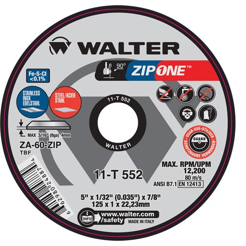 Zip One Cut-Off Wheel, 4-1/2" x 1/32", 7/8" Arbor, Type 1 NTL Industrial