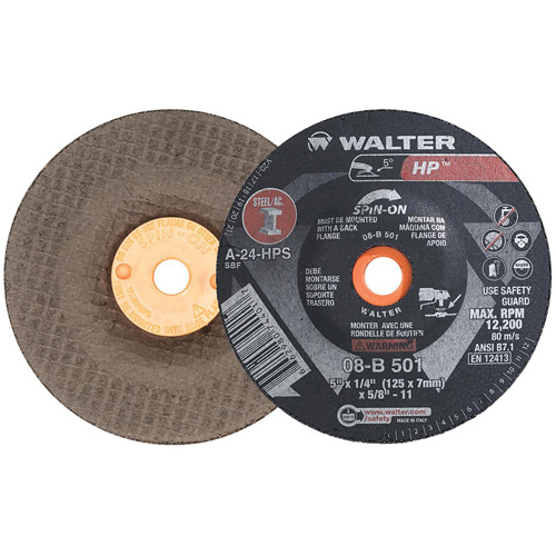 HP Spin-On Grinding Wheel, 5" x 1/4", 5/8"-11 Arbor, Type 28S NTL Industrial