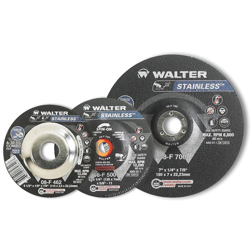Disque pour meulage et tronçonnage STAINLESS, 4-1/2" x 1/4", Arbre de 5/8"-11, Type 28S, Oxyde d'aluminium, 13 300 Tr/min NTL Industrial