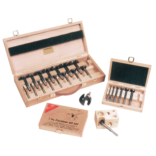 Super Forstner Bit Kits in a Wooden Box, 7 Pieces, Steel NTL Industrial