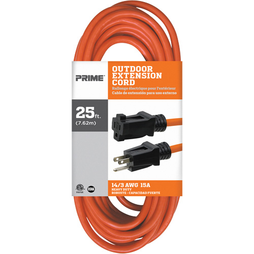 Cordon rallonge en vinyle, Ext&eacute;rieur, SJTW, AWG 14/3, 15 A, 25' NTL Industrial