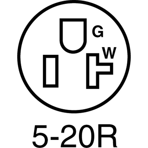 2-Pole 3-Wire Grounding Straight Blade Connector, 5-20P, Nylon NTL Industrial